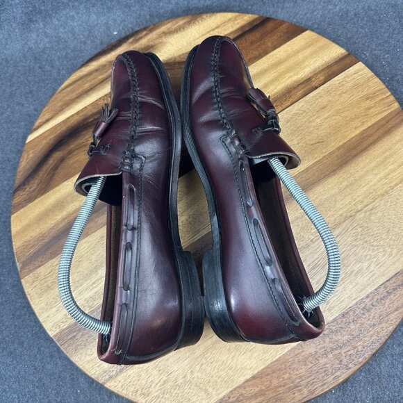 Vtg GH Bass Weejuns Loafers Mens 10D Burgundy Leather Grayson Tassel USA Made - Picture 11 of 13